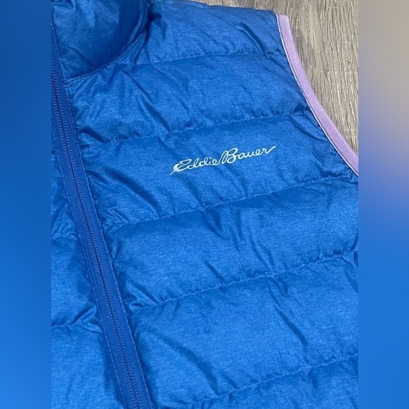 Small Eddie Bauer eb650 Down Insulated Blue Gilet Vest Puffer Full Zip Warm - Picture 4 of 13